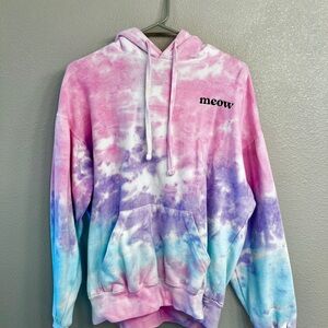 Meow Tie-Dye Hoodie - Pink, Purple, Blue